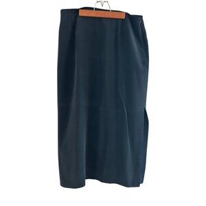 Vintage Jones New York Black Maxi Side Slit Skirt 100% Silk Size 16